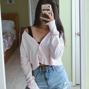 baby pink cropped cardigan